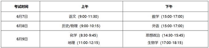 图：2025宁夏新高考考试时间安排表
