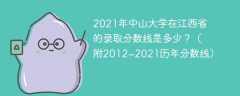 2021年中山大学在江西省的录取分数线是多少？（附2012~2021历年分数线）