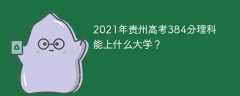 2021年贵州高考384分理科能上什么大学？