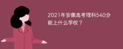 2021年安徽高考理科540分能上什么学校？