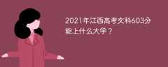 2021年江西高考文科603分能上什么大学？