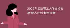 2022年武汉理工大学高校专项“励志计划”招生简章