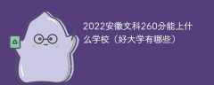 2023安徽文科260分能上什么学校（好大学有哪些）