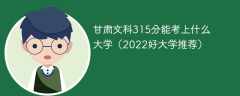 甘肃文科315分能考上什么大学（2023好大学推荐）