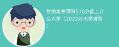 甘肃高考理科510分能上什么大学（2023好大学推荐）