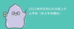 2023贵州文科630分能上什么学校（好大学有哪些）