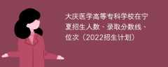 大庆医学高等专科学校在宁夏招生人数、录取分数线、位次（2022招生计划）