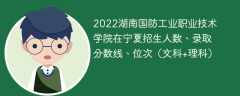 2022湖南国防工业职业技术学院在宁夏招生人数、录取分数线、位次（文科+理科）