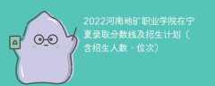 2022河南地矿职业学院在宁夏录取分数线及招生计划（含位次、招生人数）