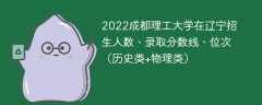 2022成都理工大学在辽宁招生人数、录取分数线、位次（历史类+物理类）