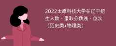 2022太原科技大学在辽宁招生人数、录取分数线、位次（历史类+物理类）