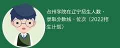 台州学院在辽宁招生人数、录取分数线、位次（2022招生计划）