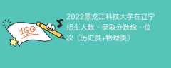 2022黑龙江科技大学在辽宁招生人数、录取分数线、位次（历史类+物理类）