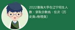 2022渤海大学在辽宁招生人数、录取分数线、位次（历史类+物理类）
