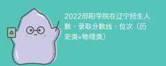2022邵阳学院在辽宁录取分数线、位次、招生人数（历史类+物理类）