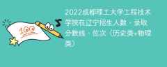 2022成都理工大学工程技术学院在辽宁招生人数、录取分数线、位次（历史类+物理类）