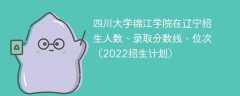 四川大学锦江学院在辽宁招生人数、录取分数线、位次（2022招生计划）