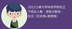 2022三峡大学科技学院在辽宁招生人数、录取分数线、位次（历史类+物理类）