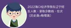 2022海口经济学院在辽宁招生人数、录取分数线、位次（历史类+物理类）