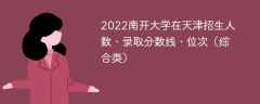 2022南开大学在天津招生人数、录取分数线、位次（综合类）