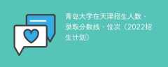 青岛大学在天津录取分数线、位次、招生人数（2022招生计划）
