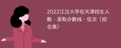 2022江汉大学在天津招生人数、录取分数线、位次（综合类）