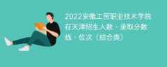 2022安徽工贸职业技术学院在天津招生人数、录取分数线、位次（综合类）