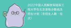 2022中国人民解放军陆军工程大学在北京录取分数线及招生计划（含位次、招生人数）