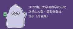 2022南开大学滨海学院在北京招生人数、录取分数线、位次（综合类）