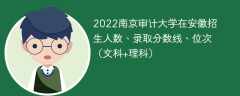 2022南京审计大学在安徽招生人数、录取分数线、位次（文科+理科）