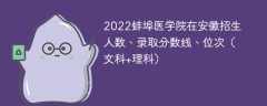 2022蚌埠医学院在安徽录取分数线、位次、招生人数（文科+理科）