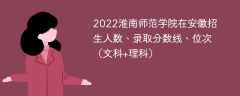2022淮南师范学院在安徽招生人数、录取分数线、位次（文科+理科）