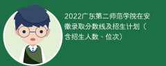 2022广东第二师范学院在安徽录取分数线及招生计划（含位次、招生人数）