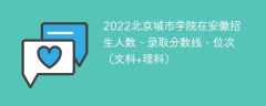 2022北京城市学院在安徽录取分数线、位次、招生人数（文科+理科）