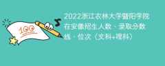 2022浙江农林大学暨阳学院在安徽招生人数、录取分数线、位次（文科+理科）