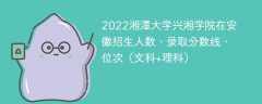 2022湘潭大学兴湘学院在安徽录取分数线、位次、招生人数（文科+理科）