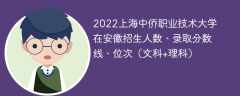 2022上海中侨职业技术大学在安徽录取分数线、位次、招生人数（文科+理科）