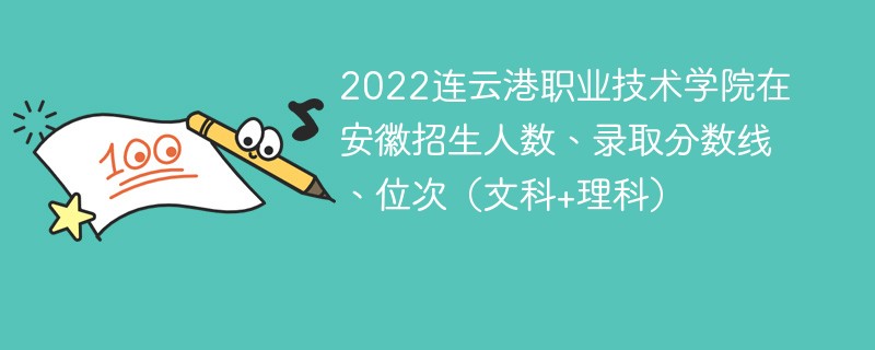 2022连云港职业技术学院在安徽招生人数、录取分数线、位次（文科+理科）