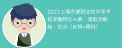 2022上海思博职业技术学院在安徽招生人数、录取分数线、位次（文科+理科）