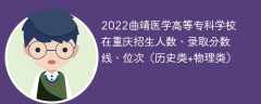 2022曲靖医学高等专科学校在重庆录取分数线、位次、招生人数（历史类+物理类）
