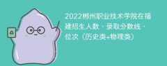 2022郴州职业技术学院在福建招生人数、录取分数线、位次（历史类+物理类）