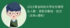 2022青岛科技大学在甘肃录取分数线、位次、招生人数（文科+理科）