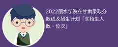 2022丽水学院在甘肃录取分数线及招生计划「含位次、招生人数」