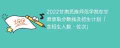 2022甘肃民族师范学院在甘肃录取分数线及招生计划「含位次、招生人数」