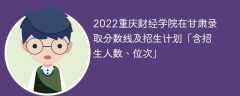2022重庆财经学院在甘肃录取分数线及招生计划「含位次、招生人数」