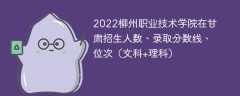 2022柳州职业技术学院在甘肃录取分数线、位次、招生人数（文科+理科）