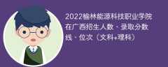 2022榆林能源科技职业学院在广西录取分数线、位次、招生人数（文科+理科）