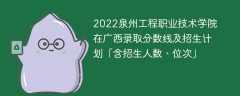 2022泉州工程职业技术学院在广西录取分数线及招生计划「含招生人数、位次」