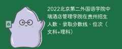 2022北京第二外国语学院中瑞酒店管理学院在贵州招生人数、录取分数线、位次（文科+理科）
