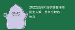 2022郑州师范学院在海南招生人数、录取分数线、位次